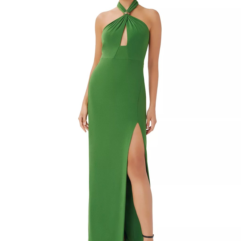 Aidan By Aidan Mattox Halter Cutout Gown